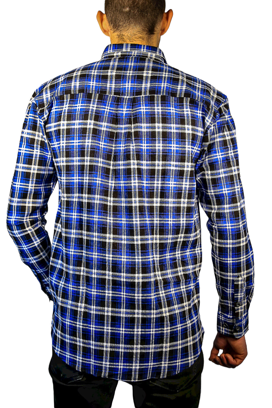 Mens 100% Cotton Flannelette Shirt Long Sleeve Check Authentic Flannel - Denim - 9XL - Image 5
