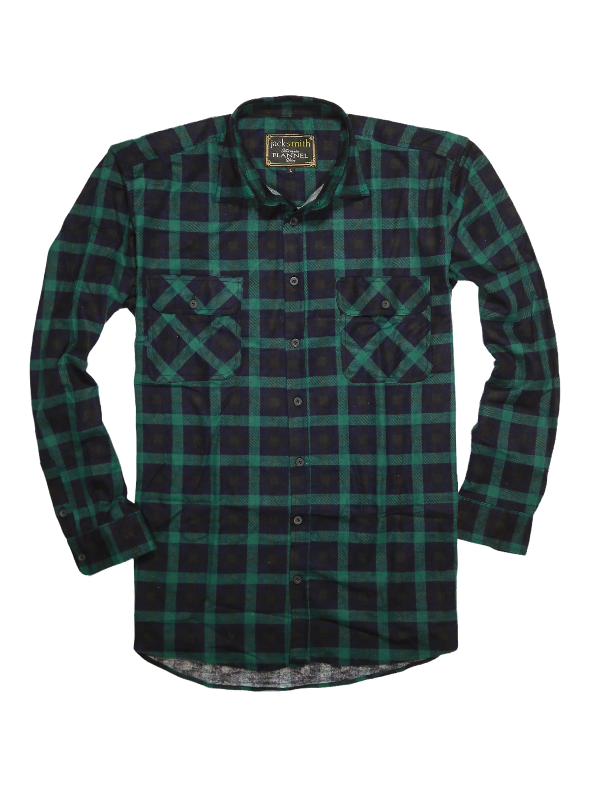 Mens 100% Cotton Flannelette Shirt Long Sleeve Check Authentic Flannel - Green/Navy - XL - Image 4