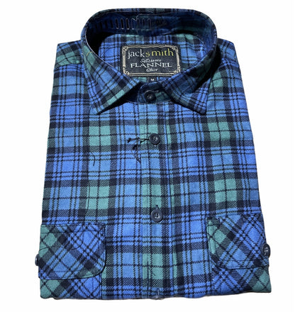 Mens Flannelette Long Sleeve Shirt 100% Cotton Authentic Flannel - Half Placket - Green - M - Image 2