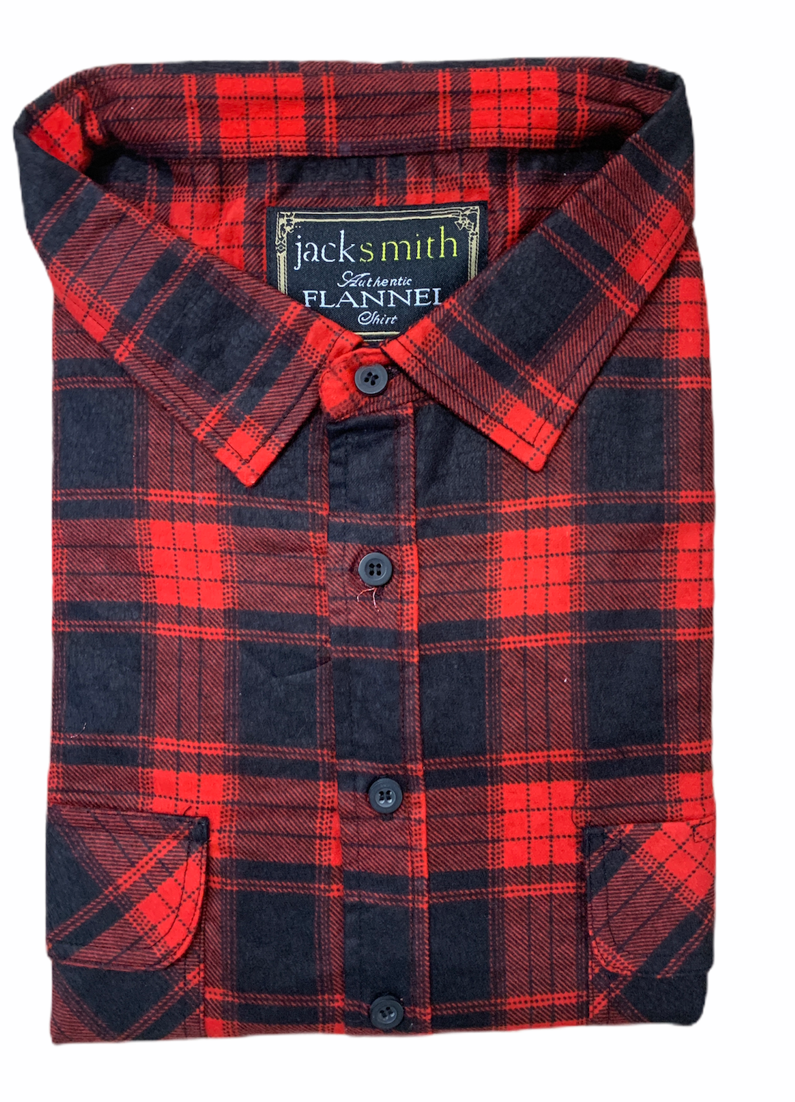 Mens Flannelette Long Sleeve Shirt 100% Cotton Authentic Flannel - Half Placket - Red - 3XL - Image 2
