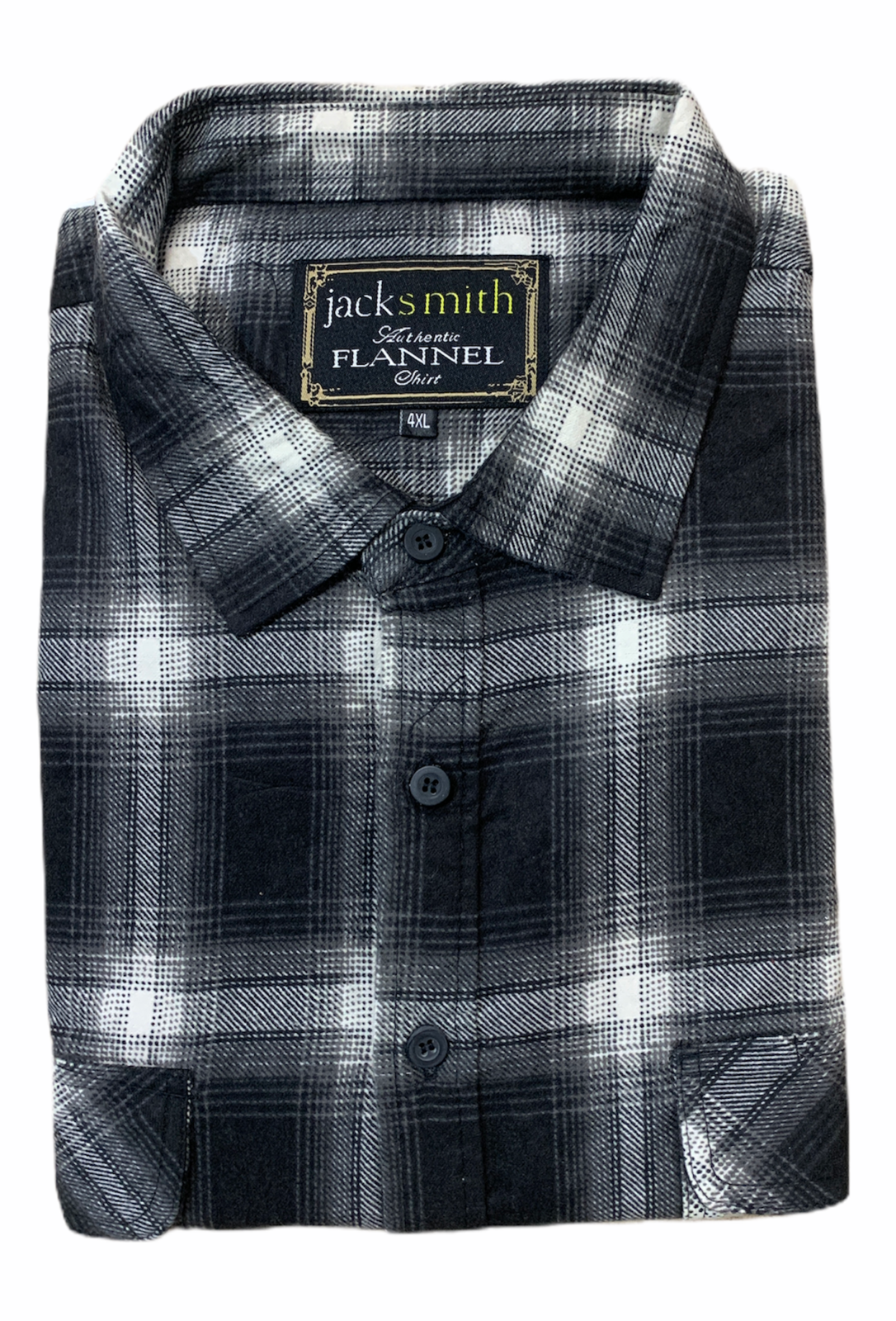Mens Flannelette Long Sleeve Shirt 100% Cotton Authentic Flannel - Half Placket - Black - 7XL - Image 2