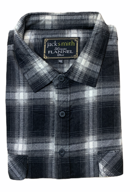 Mens Flannelette Long Sleeve Shirt 100% Cotton Authentic Flannel - Half Placket - Black - 7XL - Image 2