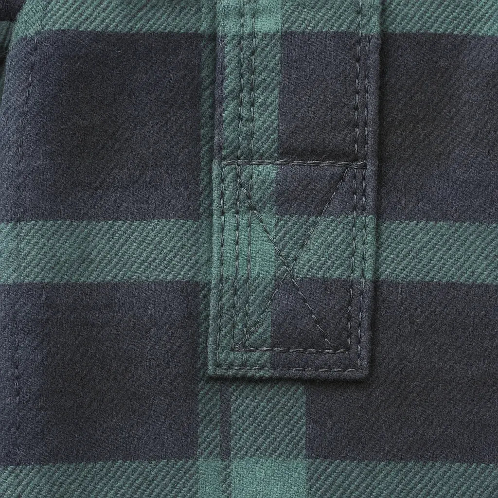 Mens Flannelette Long Sleeve Pullover Shirt 100% Cotton Flannel - Half Placket - Green/Navy - Image 4