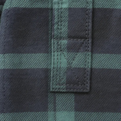 Mens Flannelette Long Sleeve Pullover Shirt 100% Cotton Flannel - Half Placket - Green/Navy - Image 4
