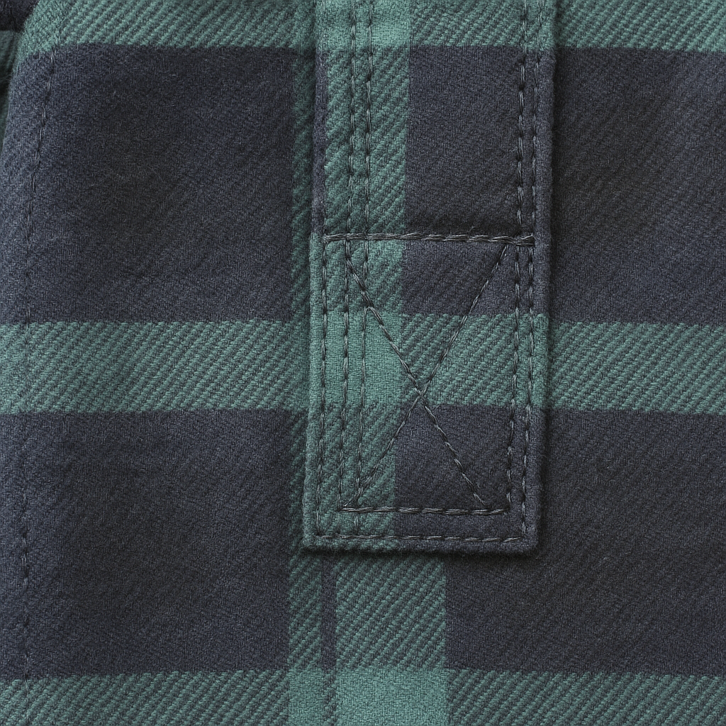Mens Flannelette Long Sleeve Pullover Shirt 100% Cotton Flannel - Half Placket - Green/Navy - XL - Image 4