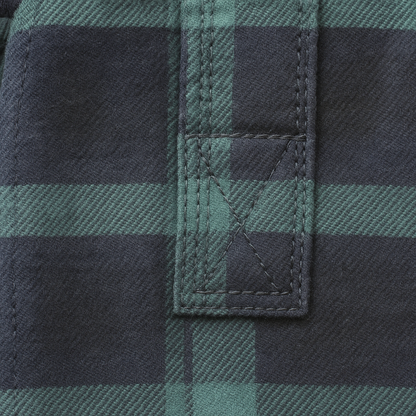 Mens Flannelette Long Sleeve Pullover Shirt 100% Cotton Flannel - Half Placket - Green/Navy - XL - Image 4