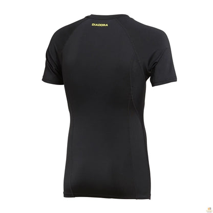 Mens DIADORA Compression Short Sleeve T Shirt Top Gym Thermal - Black - Image 4
