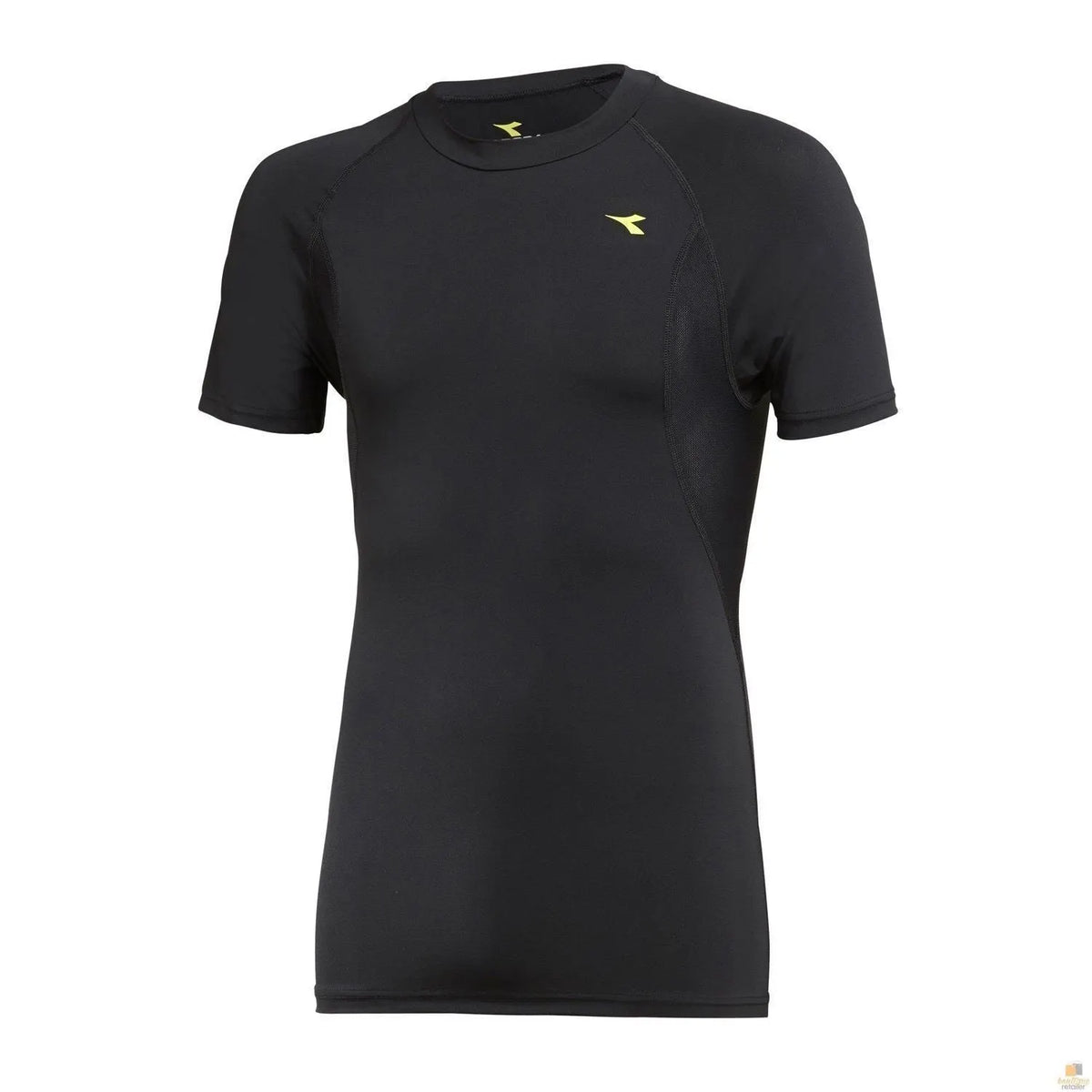 Mens DIADORA Compression Short Sleeve T Shirt Top Gym Thermal - Black - Image 5