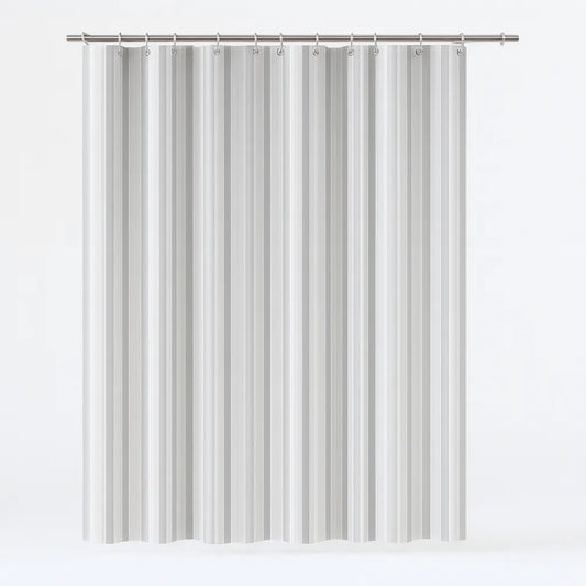 Jacquard Polyester Shower Curtain in White Stripe – 180x180cm with Rings