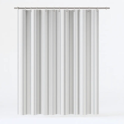 Jacquard Polyester Shower Curtain in White Stripe – 180x180cm with Rings - Image 2