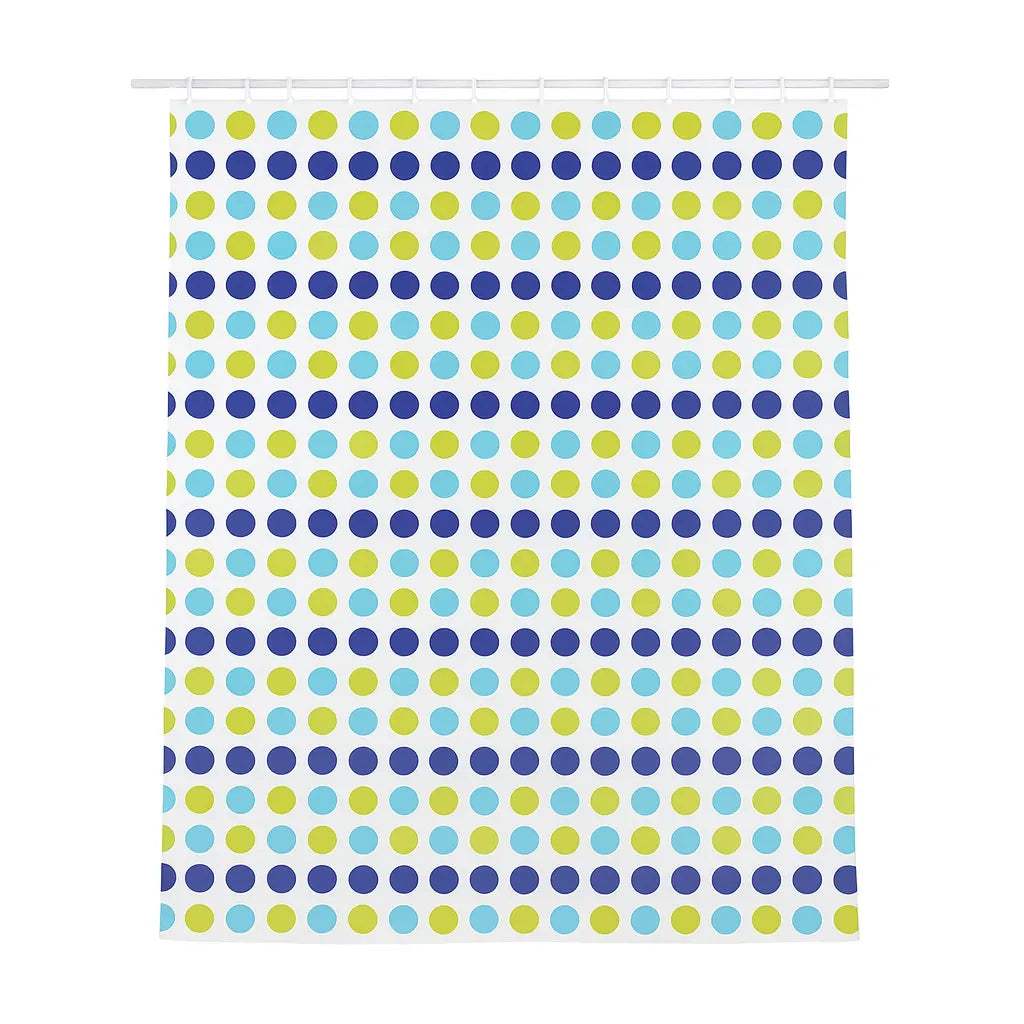 Shower Curtain in Blue and Green Polka Dot Print – 180 x 180cm Polyester