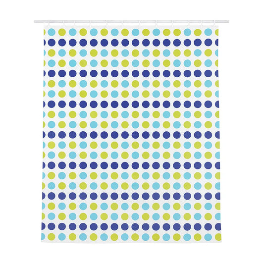 Shower Curtain in Blue and Green Polka Dot Print – 180 x 180cm Polyester
