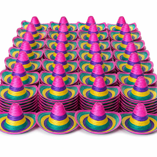 100x Rainbow Mexican SOMBRERO Fancy Dress Straw Party Costume Hat Cap