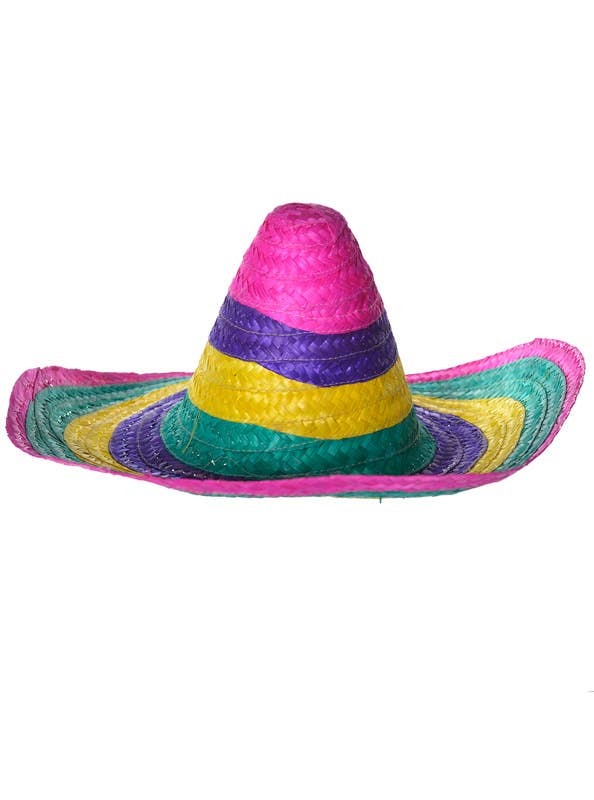 10x Rainbow Mexican SOMBRERO Fancy Dress Straw Party Costume Hat Cap - Image 2