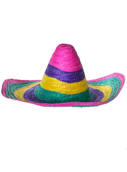 10x Rainbow Mexican SOMBRERO Fancy Dress Straw Party Costume Hat Cap - Image 2