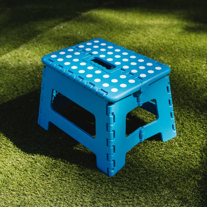 125kg Folding Stool Portable Plastic Foldable Chair Flat Outdoor (29x22cm) - Blue - Image 2