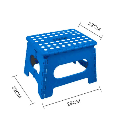 125kg Folding Stool Portable Plastic Foldable Chair Flat Outdoor (29x22cm) - Blue - Image 3