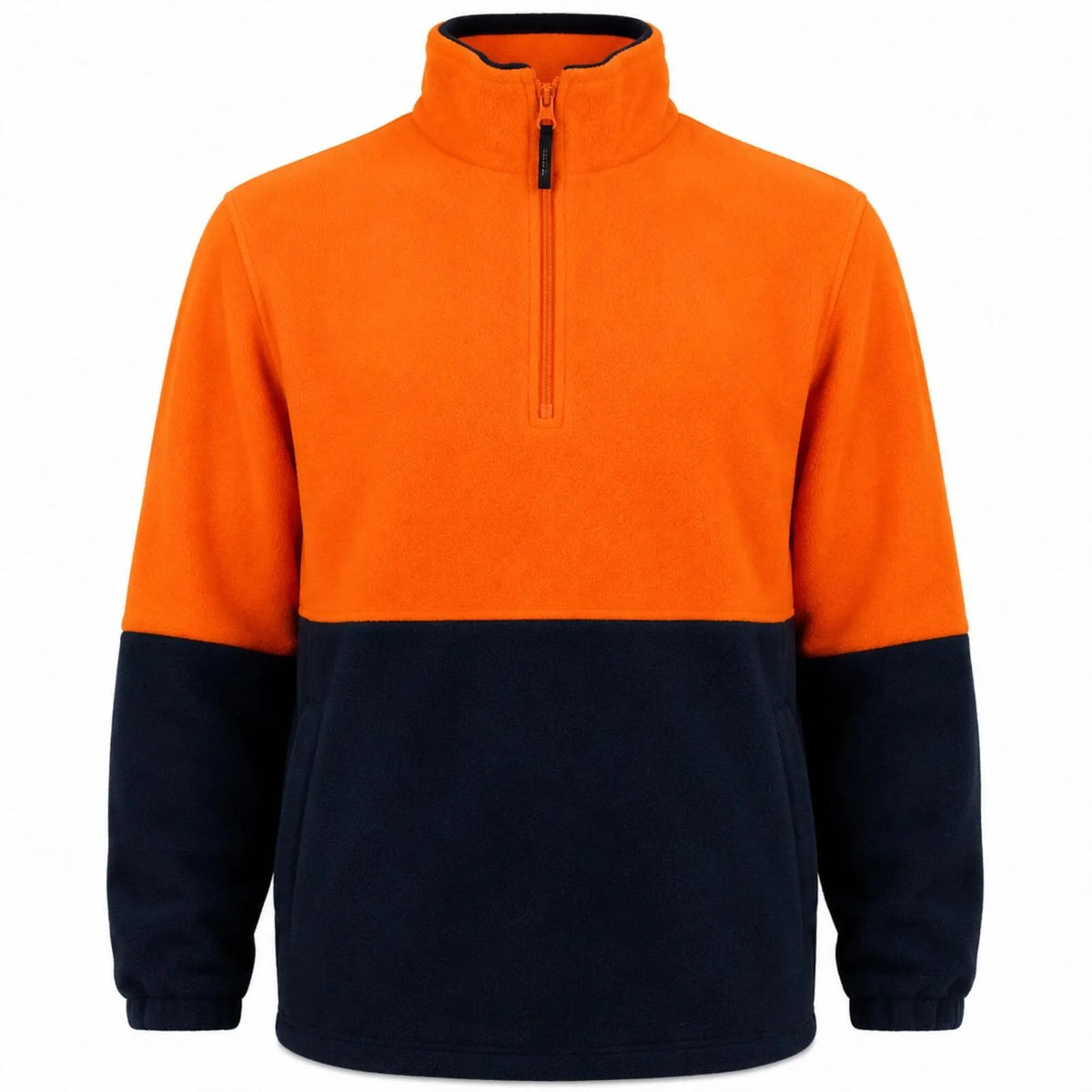 Hi Vis Polar Fleece Jumper Half Zip Safety Workwear Jacket Unisex - Orange - Image 4