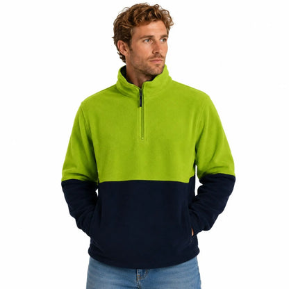 Hi Vis Polar Fleece Jumper Half Zip Safety Workwear Jacket Unisex - Yellow