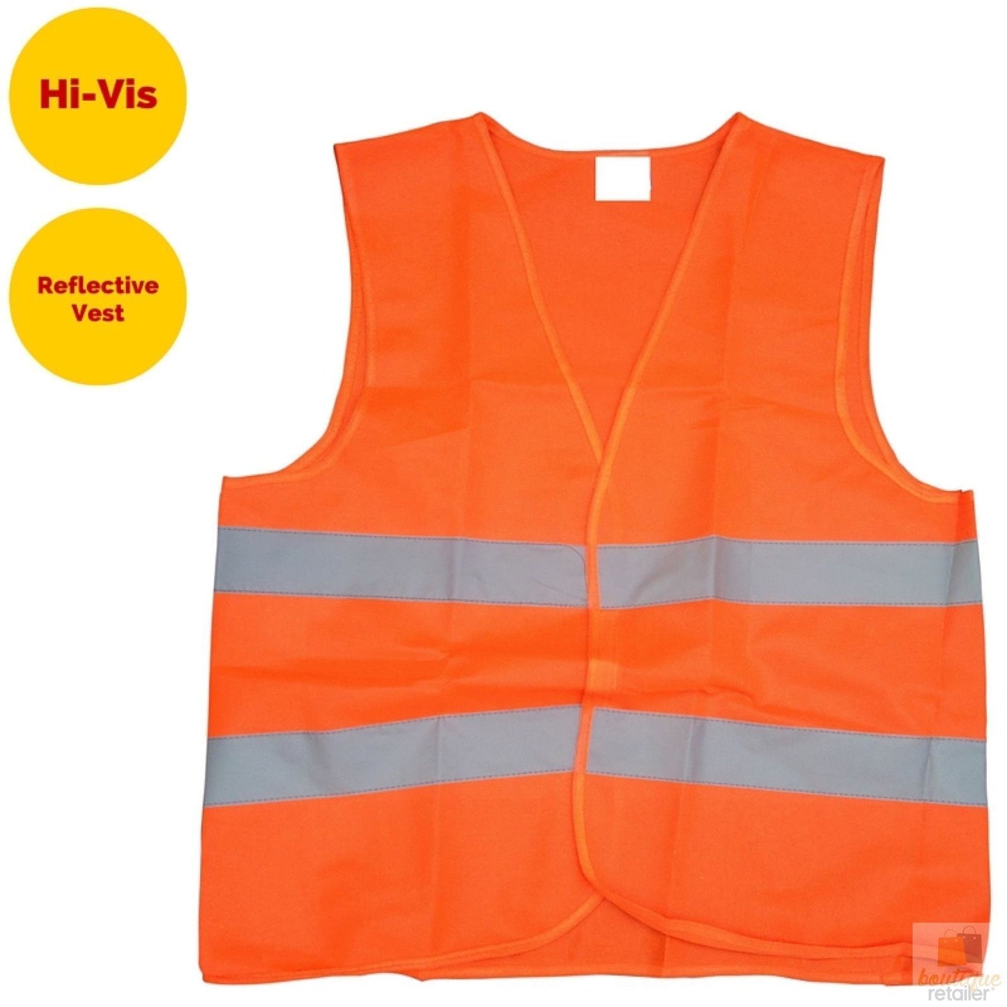 10x Hi Vis Safety VEST Reflective Tape Workwear Orange ONE SIZE Night & Day BULK - Image 4