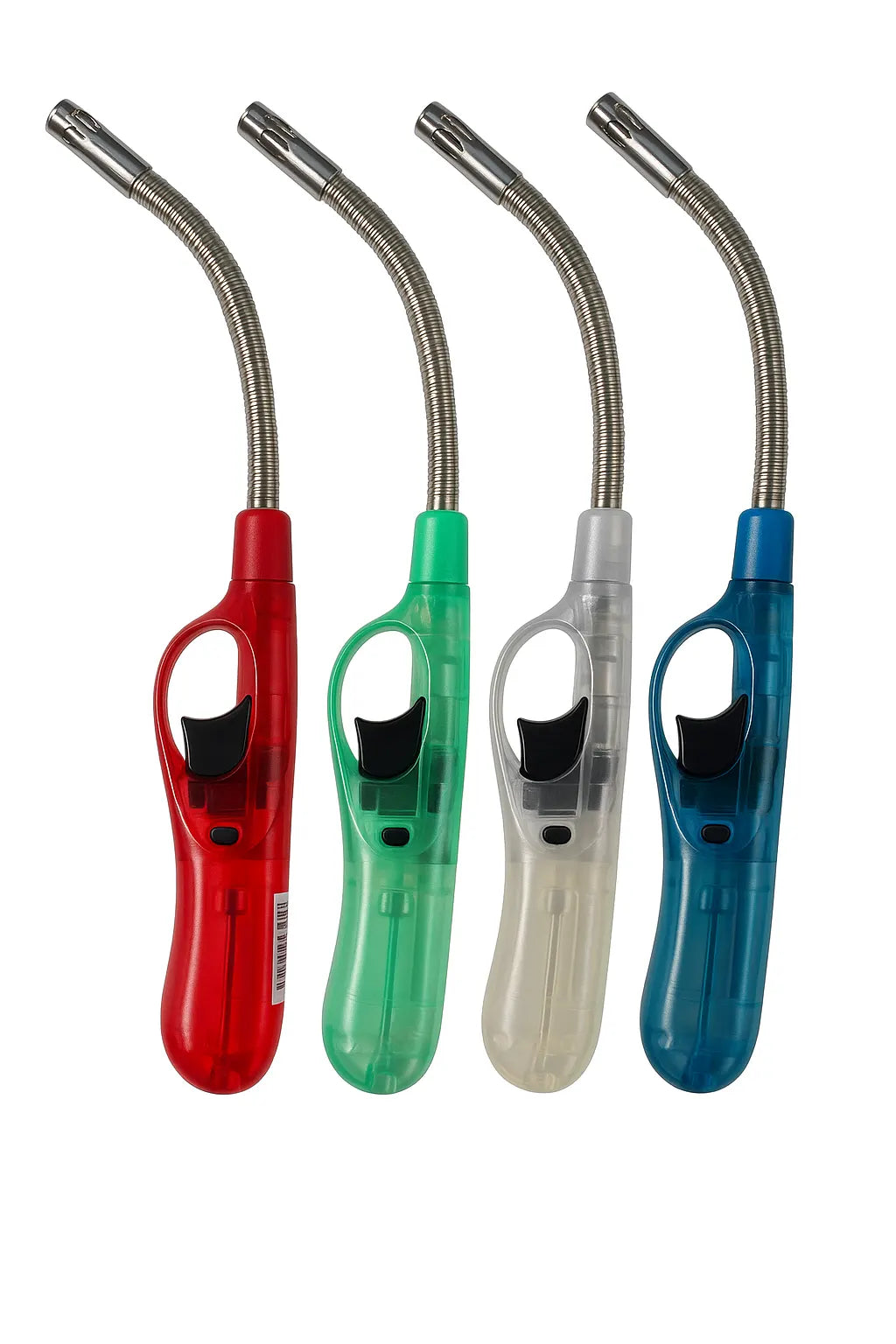 12x Clear Flexible Gas Lighter for BBQ Kitchen Cigarette w/ Safety Lock - Assorted Colours - Image 3