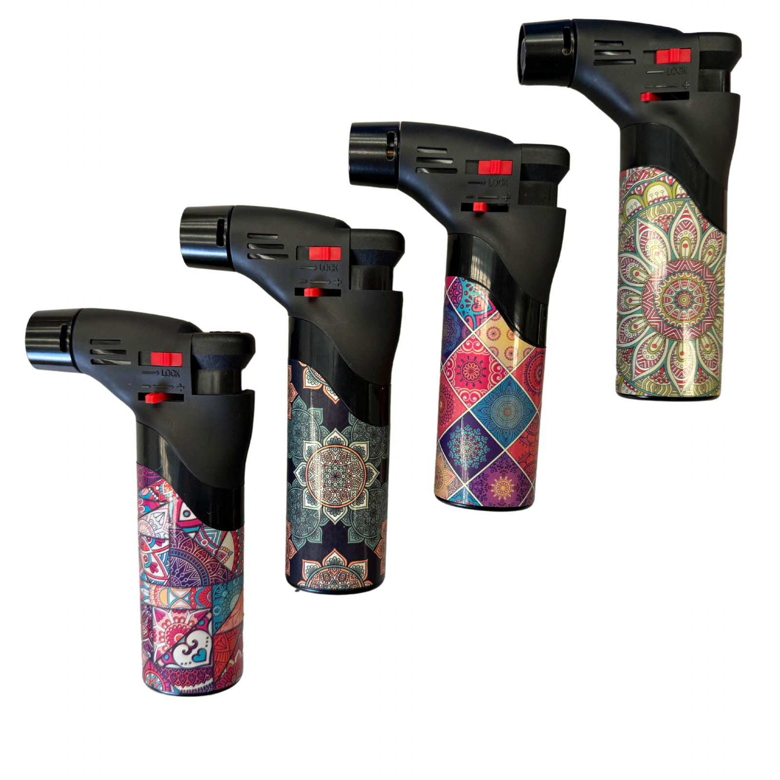 1x Jet Gas Lighter Torch Gun Gas w/ Refillable Butane & Safety Lock - Assorted Colours - Image 2