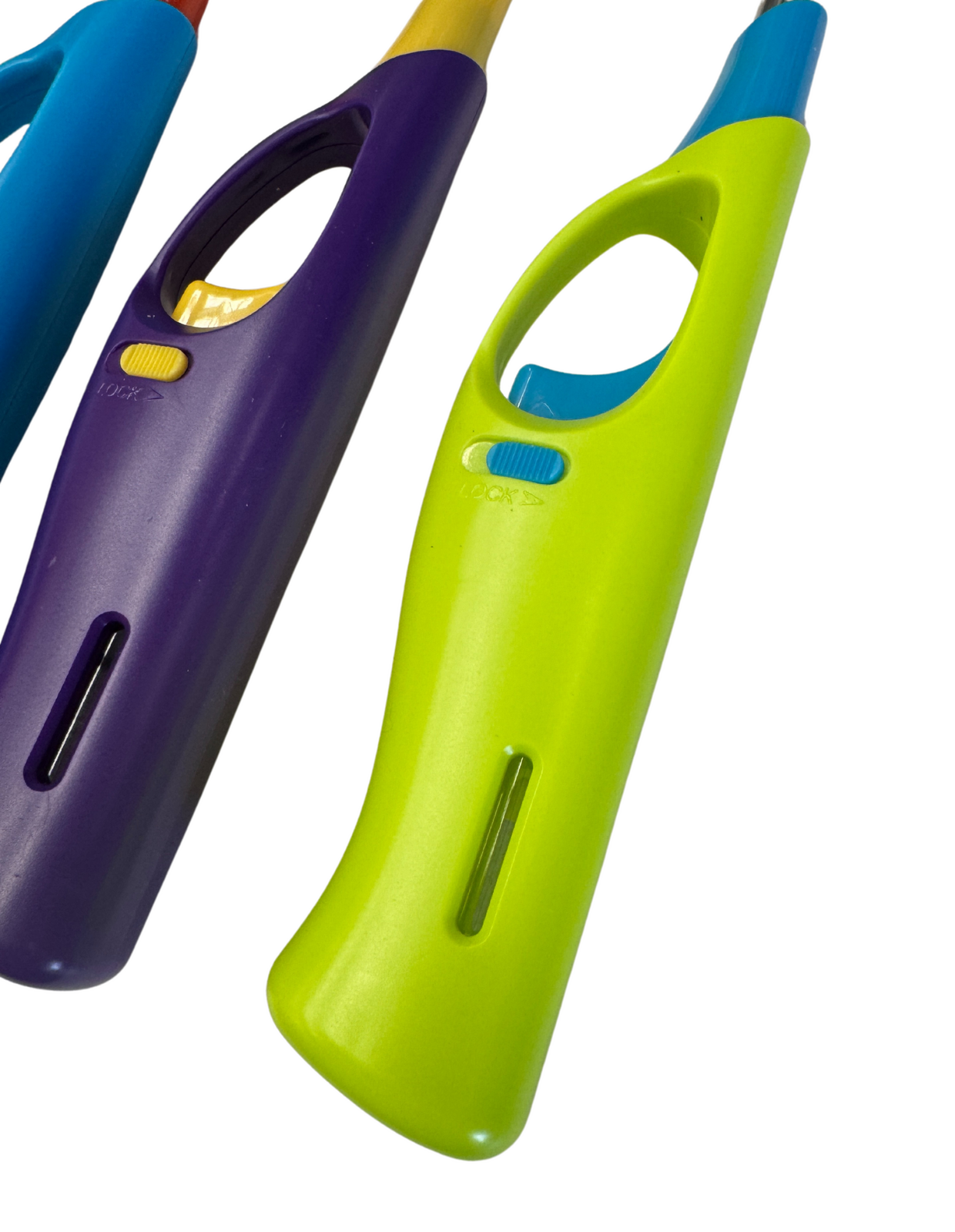 4x Clear Flexible Gas Lighter for BBQ Kitchen Cigarette w/ Safety Lock - Assorted Colours - Image 2