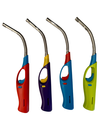 4x Clear Flexible Gas Lighter for BBQ Kitchen Cigarette w/ Safety Lock - Assorted Colours - Image 3