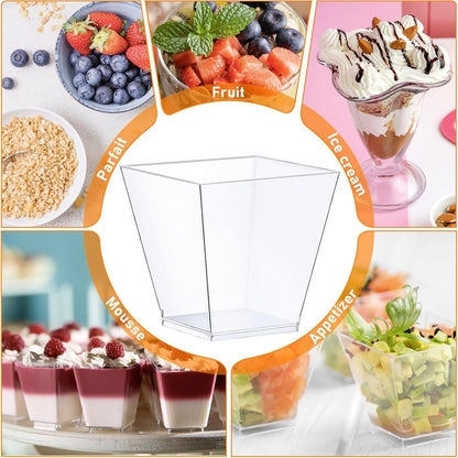 360x Premium Plastic Square Dessert Cups BPA Free Extra Strong Bulk - Clear - Image 6