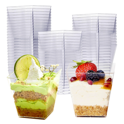 288x Premium Plastic Square Dessert Cups BPA Free Extra Strong Bulk - Image 2