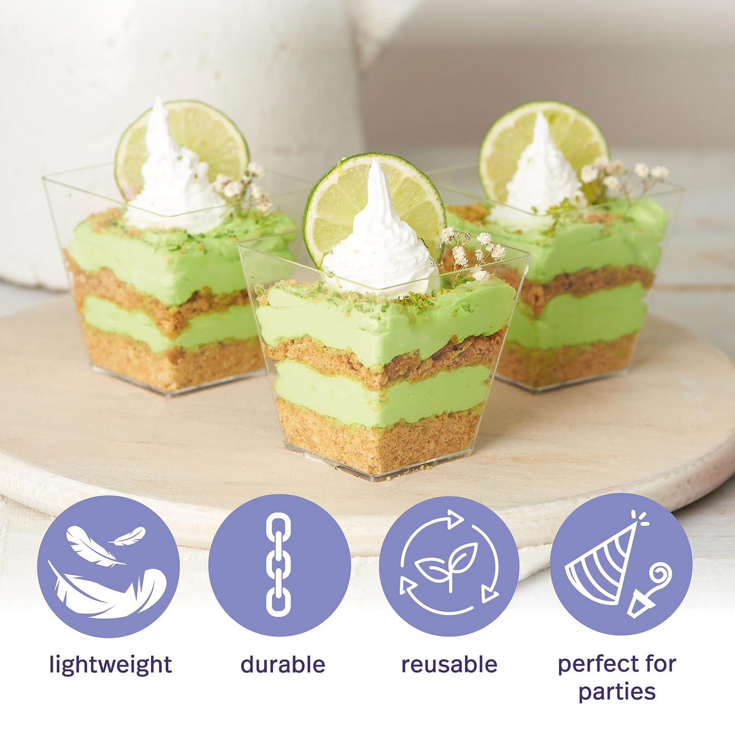 288x Premium Plastic Square Dessert Cups BPA Free Extra Strong Bulk - Image 5