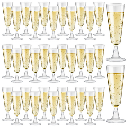 144x 210ml Premium Plastic Wine/Champagne Glasses Flutes Bulk - Clear - Image 2