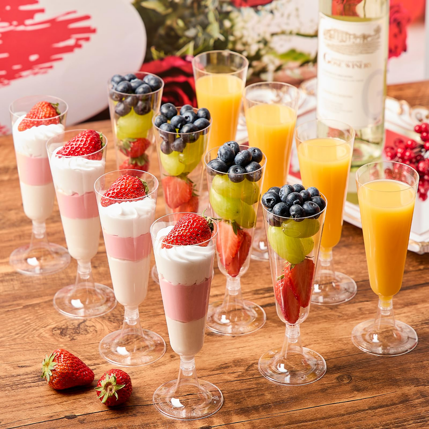 144x 210ml Premium Plastic Wine/Champagne Glasses Flutes Bulk - Clear - Image 5
