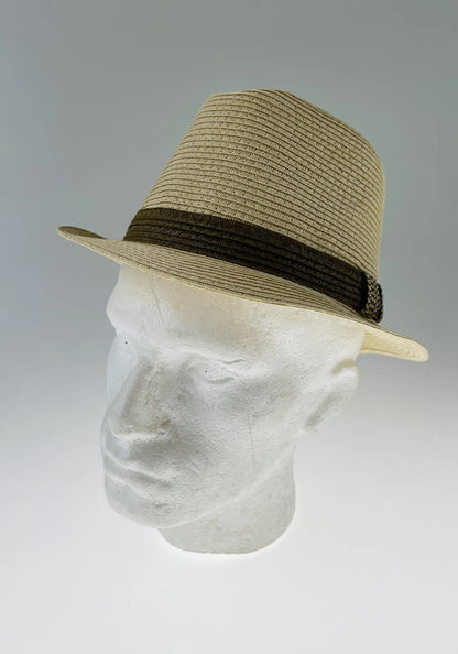 Dents Mens Straw Hat Toyo Trilby Fedora Summer Sun Stingy Brim  - Natural/Brown - Image 7