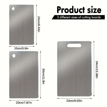 3x Stainless Titanium Steel Anti-Bacterial Mildew-Proof Cutting Chopping Boards - Image 3
