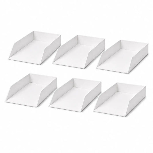 6x Italplast Eazi Fold A4 Document Tray in White