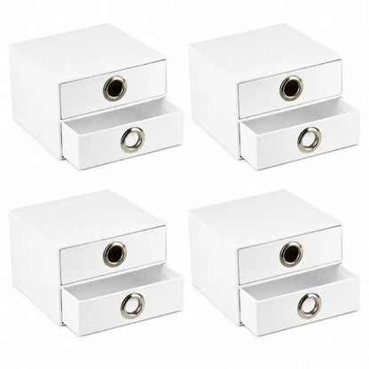 4x Italplast EAZI FOLD 2 Drawer Storage Tidy Compartment Office Foldable Recyclable in White