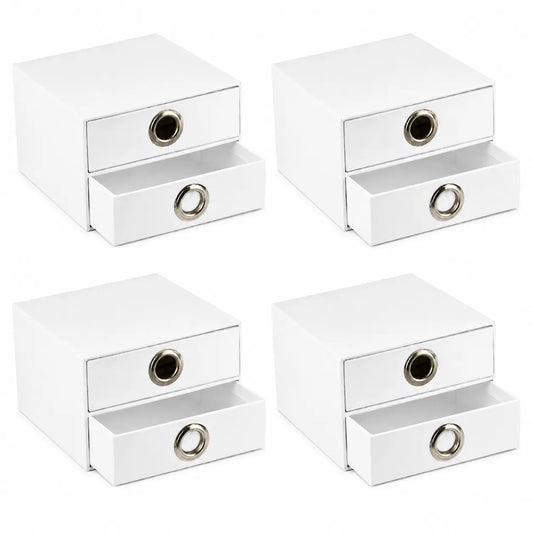 4x Italplast EAZI FOLD 2 Drawer Storage Tidy Compartment Office Foldable Recyclable in White