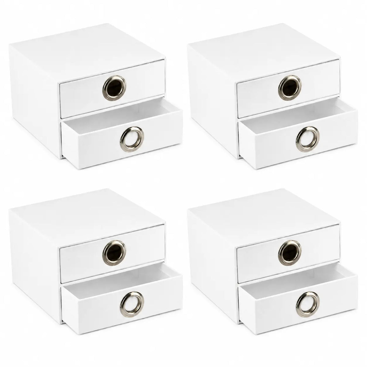 4x Italplast EAZI FOLD 2 Drawer Storage Tidy Compartment Office Foldable Recyclable in White - Image 2