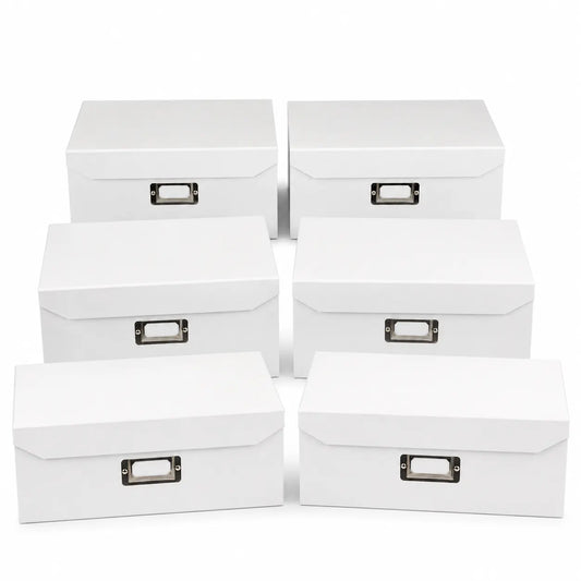 6x Italplast Eazi Fold A5 Paper Document Storage Box in White