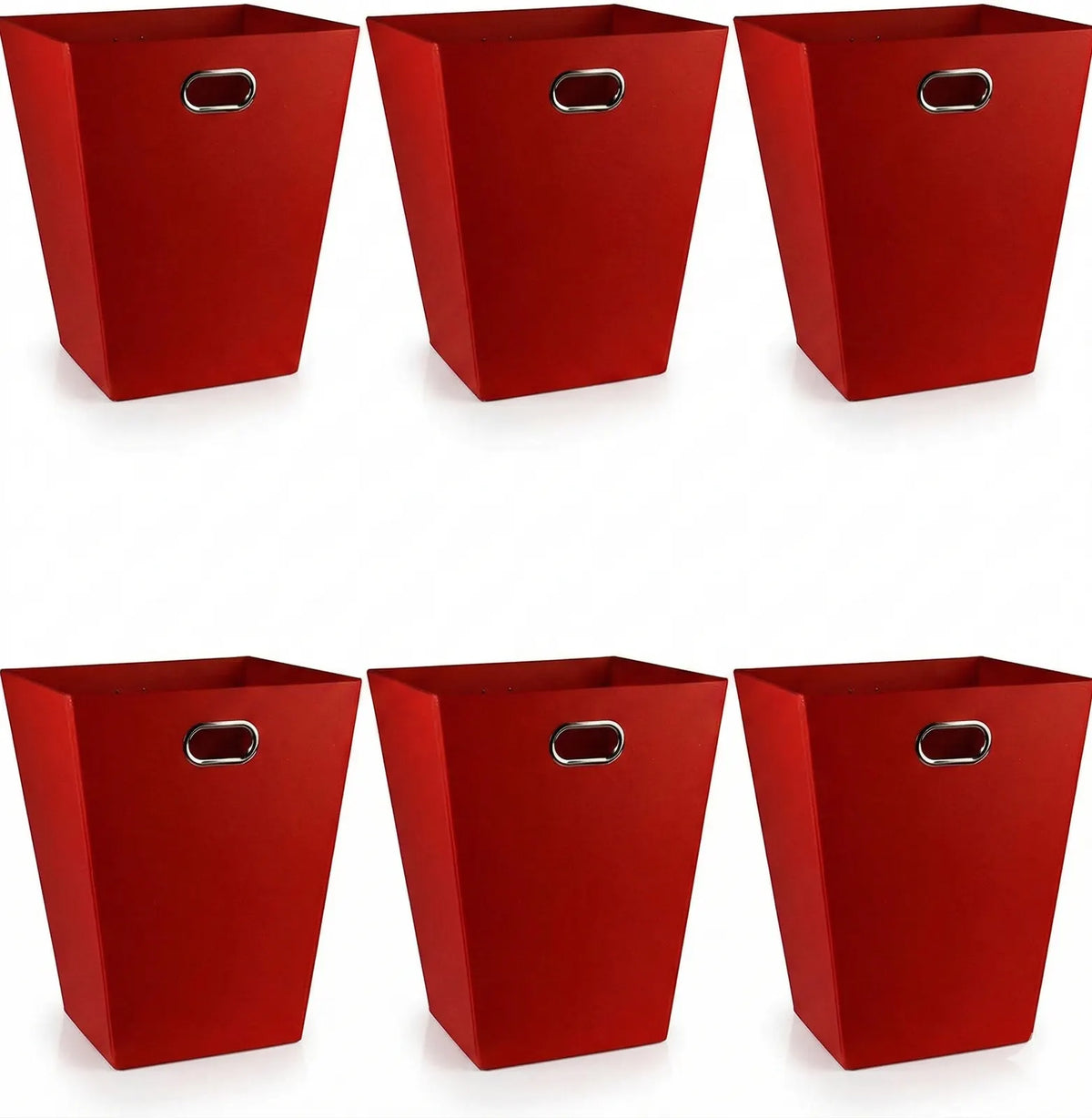 6x 12L EAZI FOLD Foldable Office Waste Rubbish Bin Collapsible Space Saving in Red - Image 2