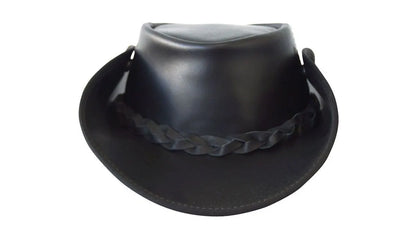 Jacaru Boundary Rider Bovine Cow Leather Hat Chinstrap Side Snaps - Black - Image 4