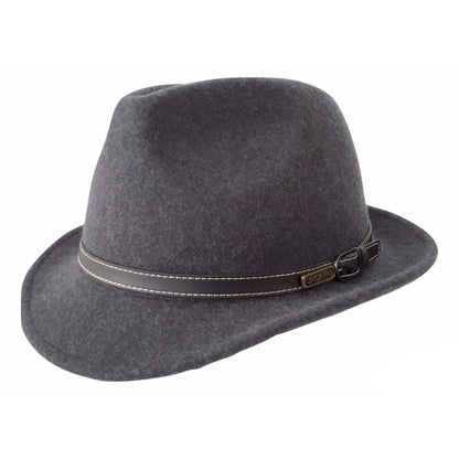 JACARU 1848 Wool Trilby Fedora Hat 100% Australian Wool Travel - Charcoal - Image 2