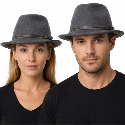 JACARU 1848 Wool Trilby Fedora Hat 100% Australian Wool Travel - Charcoal - Image 6