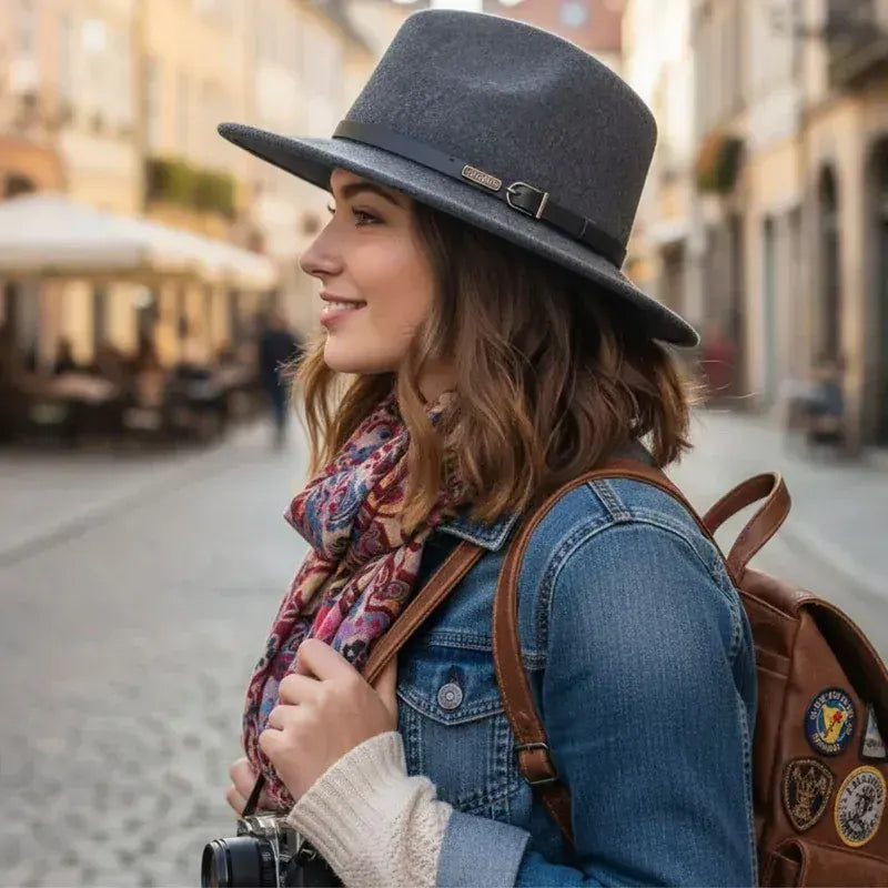 JACARU 1849 Australian 100% Wool Hat Fedora Trilby Crushable Travel - Dark Grey - Image 8