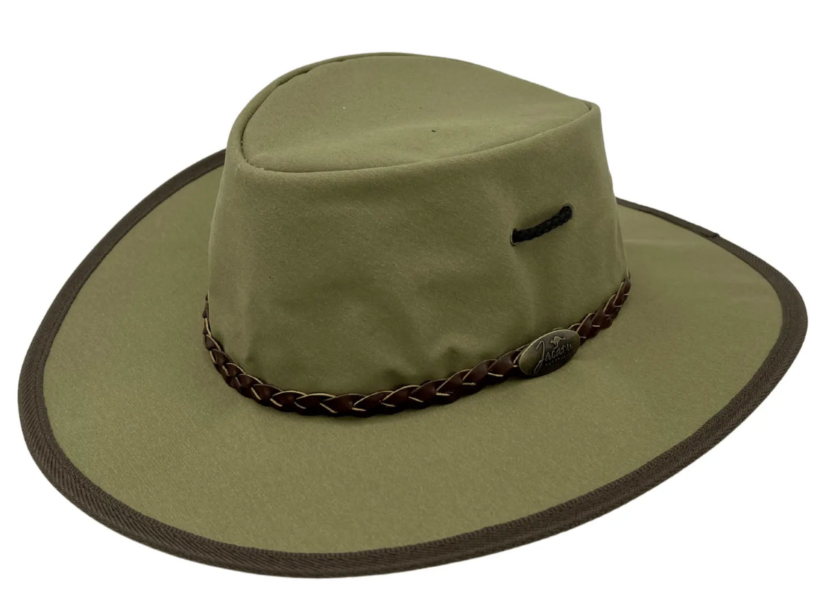 JACARU Full Canvas Parks Explorer Sun Hat Water Resistant Wide Brim Work Toggle - Khaki - Image 2