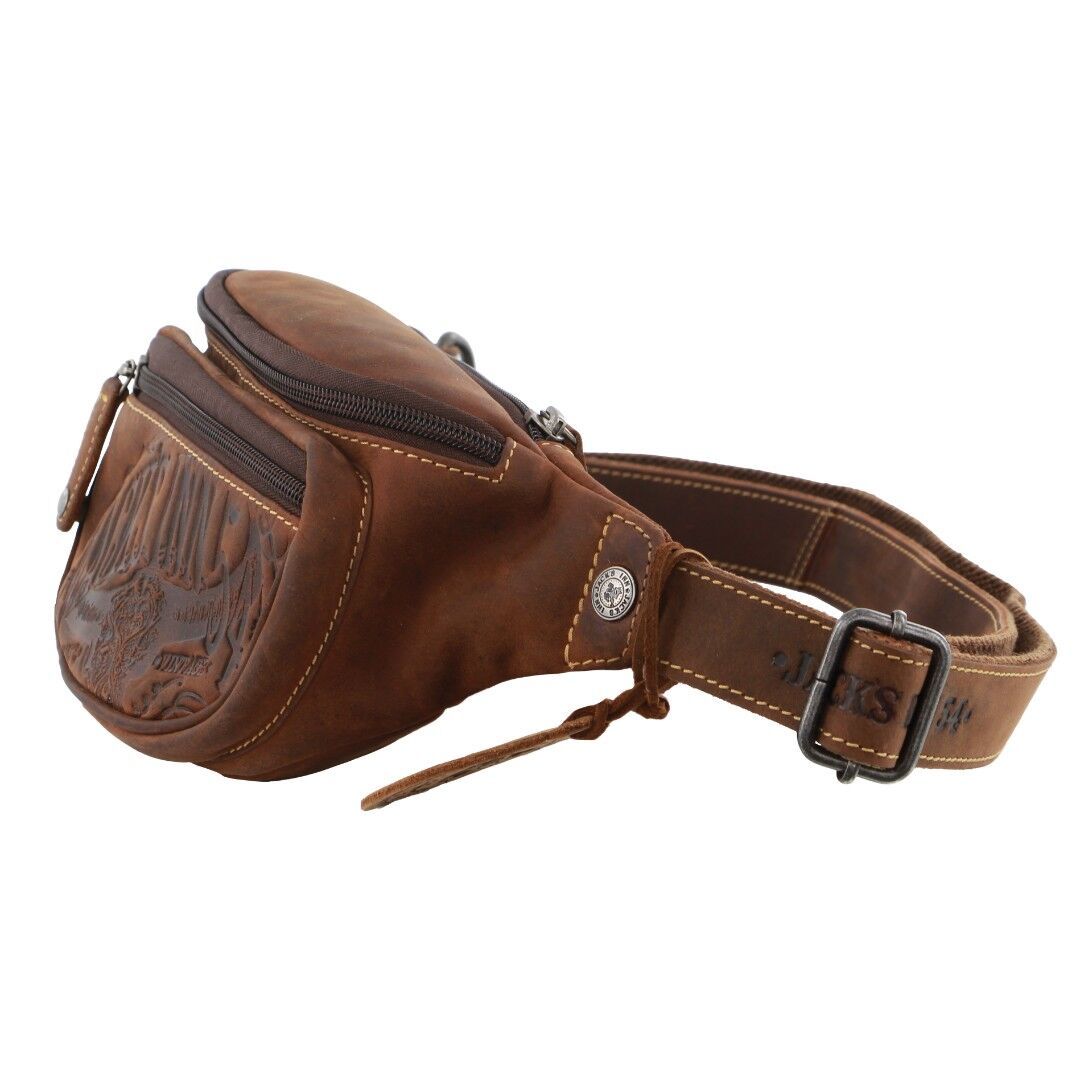 Jack's Inn Mudslide Brown Crazy Horse Leather Bumbag Waist Belt Bag Pouch in Cognac - Image 4
