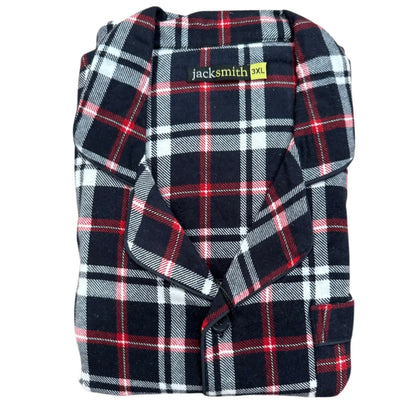 Mens Plus Size Flannelette Pyjamas 100% Cotton PJs Set Top Pants in Red Check - Image 4
