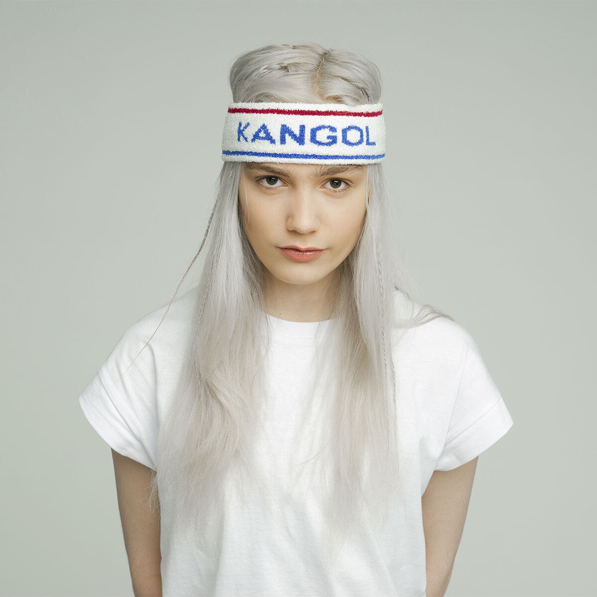 Kangol Bermuda Stripe Headband Stretch Sweatband - White/Ciano - One Size - Image 2