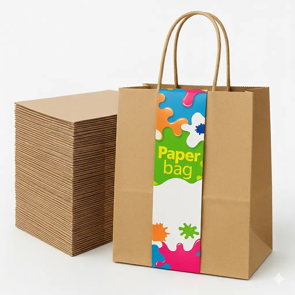 72x Kraft Paper Gift Bags Shopping Carry Craft Brown Bag w/ Handles Bulk (33x26x12cm) - Image 2
